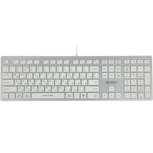 Клавиатура A4Tech FX50 белый USB slim Multimedia (FX50 WHITE) каб.:1.5м