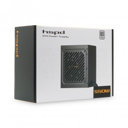 Блок питания/ Power Supply HSPD, 550W 80+ White (ATX, 2.31, Non-modular, 1x24(20+4)pin 500mm, 1xCPU 8(4+4)pin 550mm, 1xPCIe 8(6+2)pin 500mm, 1xSATA*3 400+150+150mm, 1xSATA*2 400+150mm, 1xMOLEX*2 400+150mm , Active, 120x120mm, 150x140x86mm, APFC, OVP, OPP,