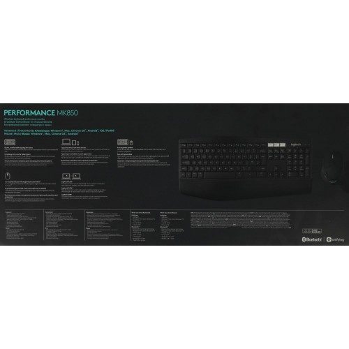 Клавиатура и мышь Logitech MK850: беспроводной комплект черного цвета для мультимедиа (920-008486)