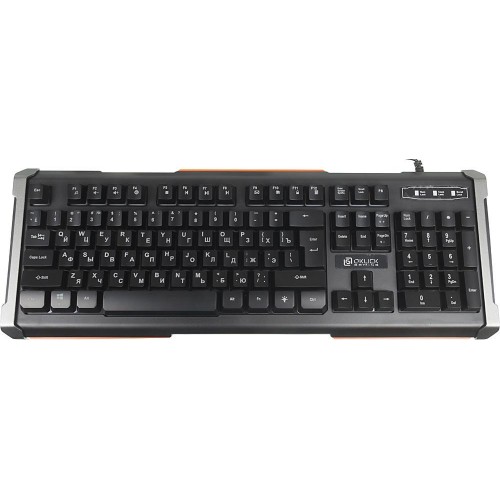 Клавиатура Оклик 717G BLACK DEATH: USB мультимедийная игровая клавиатура с LED подсветкой (черный/оранжевый, 1.5м)