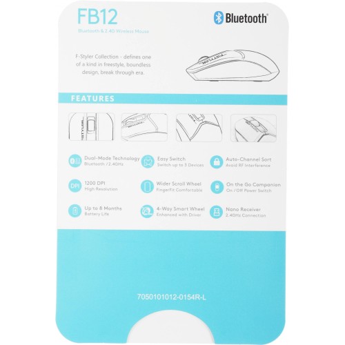 Мышь A4Tech Fstyler FB12 белая оптическая беспроводная 1200dpi с Bluetooth и USB - идеальный выбор для комфортной работы