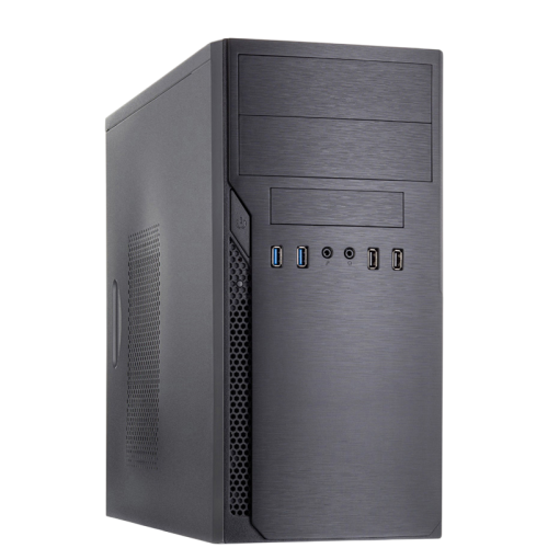 Корпус с блоком питания 450Вт./ Case Foxline FL-628-FZ450R-U32-S mATX case, black, w/PSU 450W 12cm, w/2xUSB2.0, w/2xUSB3.0 w/pwr cord, w/o FAN, E-lock support Foxline