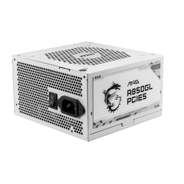 Блок питания ПК/ Power Supply MSI MAG A850GL PCIE5 WHITE, 850W 80+ Gold (ATX, 3.1, PCIe 5.1, Full modular, 1x24(20+4)pin, 2xCPU 8(4+4)pin, 4xPCIe*2 8(6+2)pin, 1x12VHPWR, 8xSATA3, 4xMOLEX4pin, Active, 120x120mm, 140x150x86mm, APFC, white)