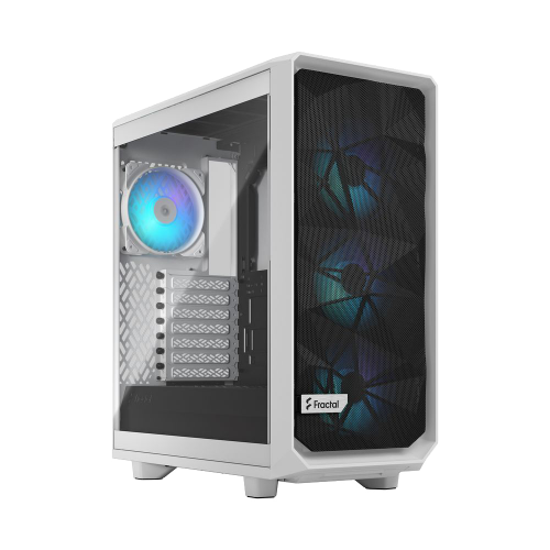 Корпус ПК без блока питания/ Case Fractal Design Meshify 2 Compact RGB TG Light Tint, Midi-Tower, 4x120mm RGB, 2xUSB-A 3.2 + 1xUSB 3.2 Type-C ATX, mATX, mITX White Fractal Design