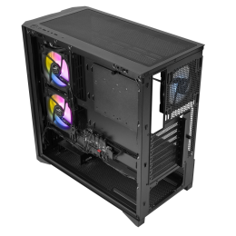 Корпус ПК без блока питания/ Case SAMA V42 Black, Midi-Tower, TG, 4x120mm ARGB, 2xUSB 3.0 + 1xUSB 3.2 Type-C, ATX, mATX, mITX Black