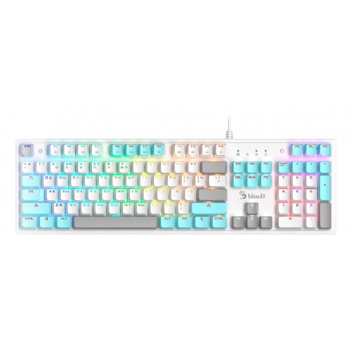 Механическая клавиатура A4Tech S510N ICY WHITE с LED подсветкой для геймеров, USB, кабель 1.8м