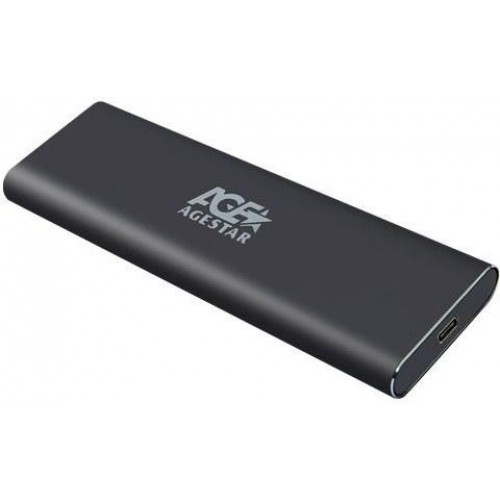Внешний корпус для SSD AgeStar 3UBNF5C: SATA III, USB 3.0, Type-C, алюминий, черный, M2 2280 B-key