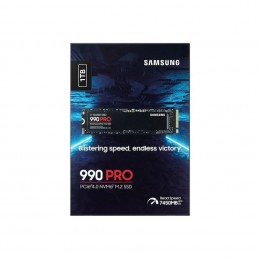 Твердотельный накопитель/ Samsung SSD 990 PRO, 1000GB, M.2(22x80mm), NVMe 2.0, PCIe 4.0 x4, V-NAND TLC, R/W 7450/6900MB/s, IOPs 1 200 000/1 550 000, DRAM buffer 1024MB, TBW 600, DWPD 0.33, with Heatsink (12 мес.)