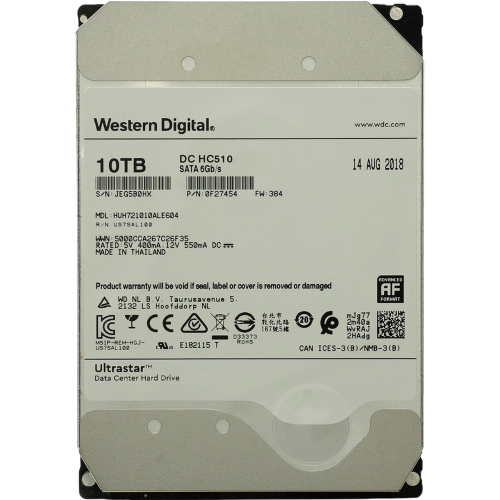 Жесткий диск/ RECERTIFIED HDD HGST SATA Server 10Tb Ultrastar HE10 7200 6Gb/s 256MB 0F27488 1 year warranty (replacement HUH721010ALE604, ST10000NM017B, ST10000NM001G, MG10ADA10TE) RECERTIFIED