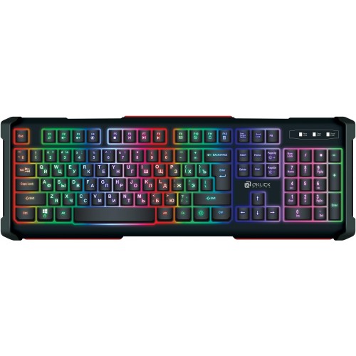 Клавиатура Оклик 717G BLACK DEATH: USB мультимедийная игровая клавиатура с LED подсветкой (черный/оранжевый, 1.5м)