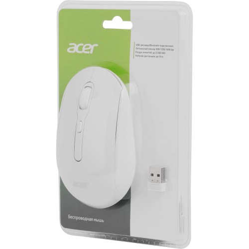 Беспроводная оптическая мышь Acer OMR308 белая с 1600dpi и 4 кнопками - идеальное решение для вашего компьютера