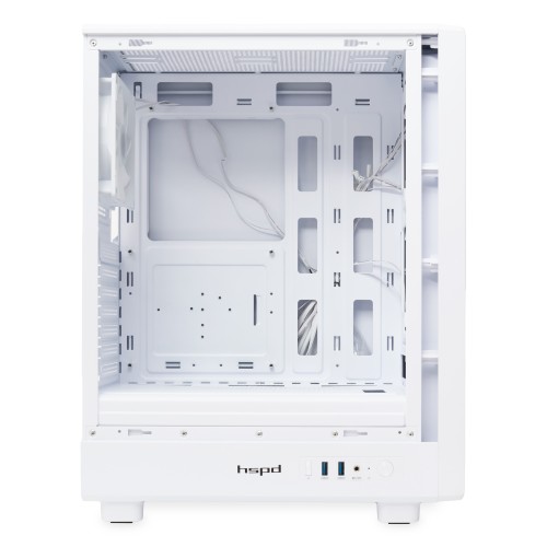 Корпус без блока питания/ Case HSPD M510, Mesh Mid Tower, White, TG, 0.5 SPCC, 4x120mm ARGB (Orbis F1) ATX, mATX, mITX 180/280/160mm 1x2.5", 1x3.5", 7xPCI 2xUSB-A 3.0 517x277x418mm HSPD