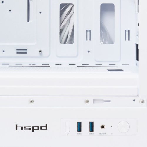 Корпус без блока питания/ Case HSPD M510, Mesh Mid Tower, White, TG, 0.5 SPCC, 4x120mm ARGB (Orbis F1) ATX, mATX, mITX 180/280/160mm 1x2.5", 1x3.5", 7xPCI 2xUSB-A 3.0 517x277x418mm HSPD
