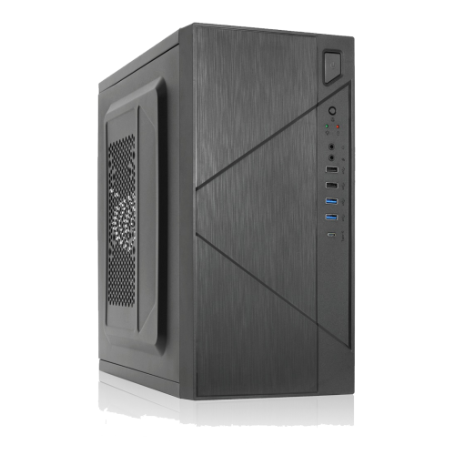 Корпус с блоком питания 450Вт./ Case Forza mATX case, black, w/PSU 450W 12cm, w/2xUSB2.0, w/2xUSB3.0, w/1xType-C (USB2.0), w/pwr cord, w/o FAN Foxline
