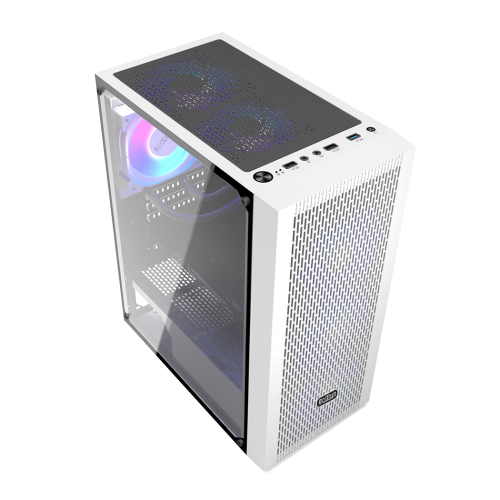 Корпус без блока питания/ Case PCCooler MA100 MESH WH, Midi-Tower, TG, Mesh, 3x120mm ARGB, 1xUSB-A 3.0 + 2xUSB-A 2.0, ATX, mATX, mITX White