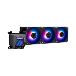 Система жидкостного охлаждения/ Water Cooling System MSI MAG CORELIQUID A15 360 (300W, 360mm, Black, ARGB/ Fans: 3x120mm, 64.89CFM, 28.7dBA, 2050RPM/ Pump 20dBA, 3400RPM, Rad thickness 27mm/ S: 1851, 1700, AM5, AM4)