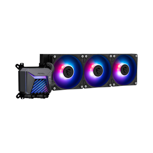 Система жидкостного охлаждения/ Water Cooling System MSI MAG CORELIQUID A15 360 (300W, 360mm, Black, ARGB/ Fans: 3x120mm, 64.89CFM, 28.7dBA, 2050RPM/ Pump 20dBA, 3400RPM, Rad thickness 27mm/ S: 1851, 1700, AM5, AM4) MSI