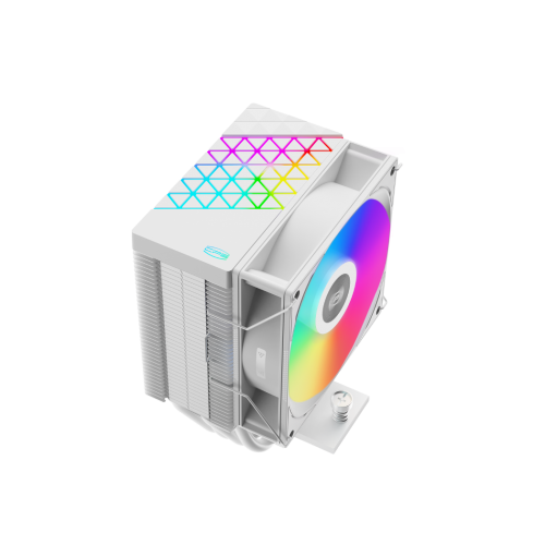 Кулер для процессора/ CPU Cooler PCCooler R400 ARGB WH (180W, 4-pin PWM, 133mm, Al/Cu, 4x6mm, ARGB, 1x92mm, 40.94CFM, 30dBA, 2200RPM, S: 1851/1700/1200/115X, AM5/AM4, white) PcCooler