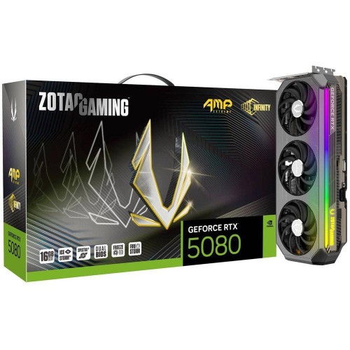 Видеокарта Zotac PCI-E 5.0 RTX 5080 AMP Extreme INFINITY NVIDIA GeForce RTX 5080 16Gb 256bit GDDR7 2670/30000 HDMIx1 DPx3 HDCP Ret