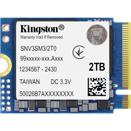 Твердотельный накопитель/ Kingston SSD NV3, 2000GB, M.2(22x30mm), NVMe, PCIe 4.0 x4, 3D TLC, R/W 6000/5000MB/s, TBW 640, DWPD 0.2 (60 мес)