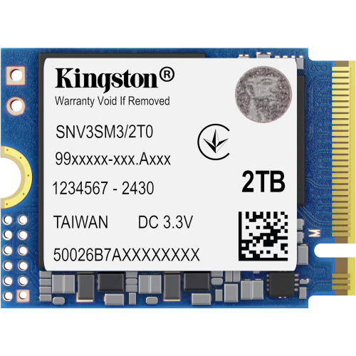 Твердотельный накопитель/ Kingston SSD NV3, 2000GB, M.2(22x30mm), NVMe, PCIe 4.0 x4, 3D TLC, R/W 6000/5000MB/s, TBW 640, DWPD 0.2 (60 мес) Kingston