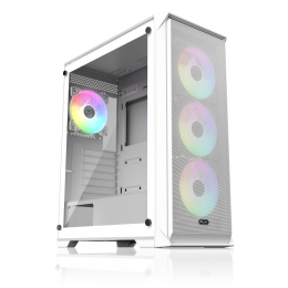Корпус без блока питания/ Case Raijintek ARCADIA 41-MS4, Midi-Tower, TG, 1x120mm + 3x120mm ARGB, 2xUSB-A 3.0 + 1xUSB-C, ATX, mATX, mITX White