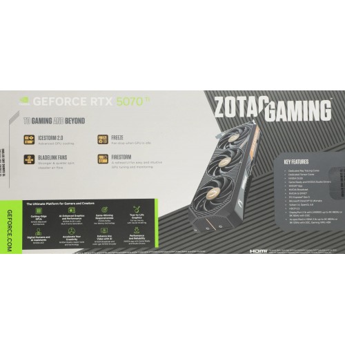 Видеокарта Zotac RTX 5070 Ti 16Gb GDDR7 - PCI-E 5.0, OC, 256bit, HDMI, DP для мощного гейминга