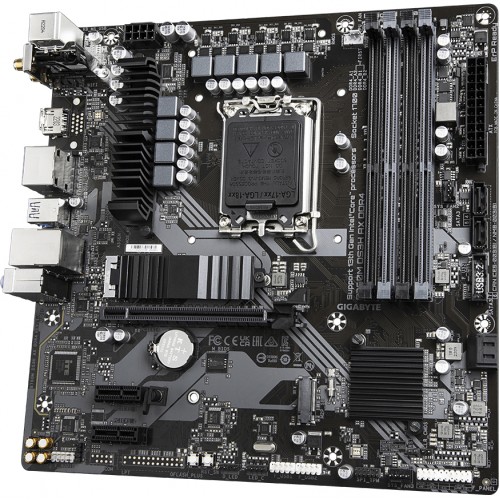 Материнская плата/ MB GIGABYTE INTEL B760 s1700, 4xDDR4(128GB), HDMI 2.0/2xDP, 1xPCIe 4.0x16, 2xPCIe 3.0, 1xLAN (2.5GbE), Wi-Fi, BT, 4xSATA 6Gb/s, 2xM.2, 1xUSB-C, 3xUSB 3.2, 2xUSB 2.0, mATX Gigabyte