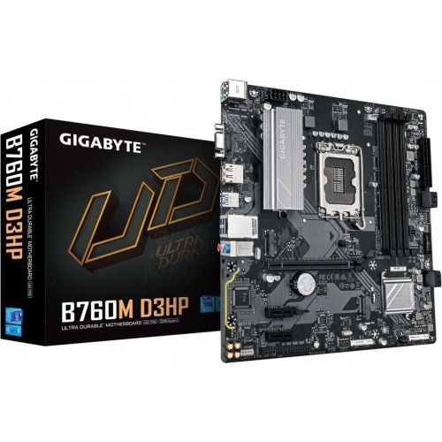 Материнская плата Gigabyte B760M D3HP для Intel 1700: 4xDDR5, mATX, 8ch звук, HDMI и DP