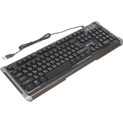 Клавиатура Оклик 717G BLACK DEATH: USB мультимедийная игровая клавиатура с LED подсветкой (черный/оранжевый, 1.5м)
