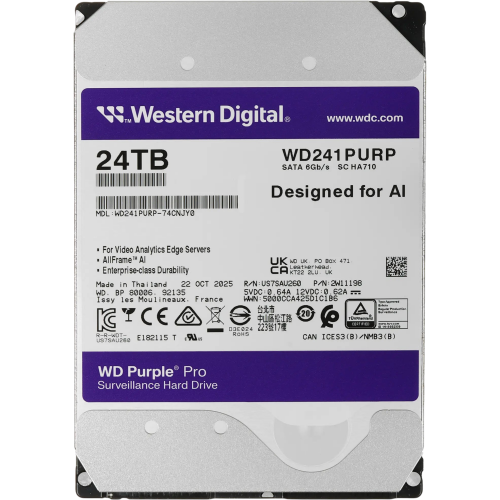 Жесткий диск HDD WD Purple Pro 24TB SATA3 7200RPM с 512MB кеша - Замена ST20000VE003, WD181PURP, WD221PURP, ST24000VE002