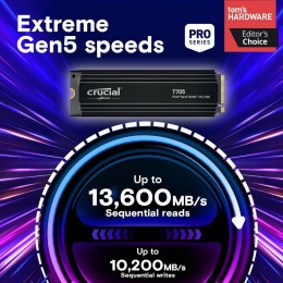 Твердотельный накопитель Crucial T705 1TB PCIe Gen5 NVMe M.2 SSD with heatsink CT1000T705SSD5