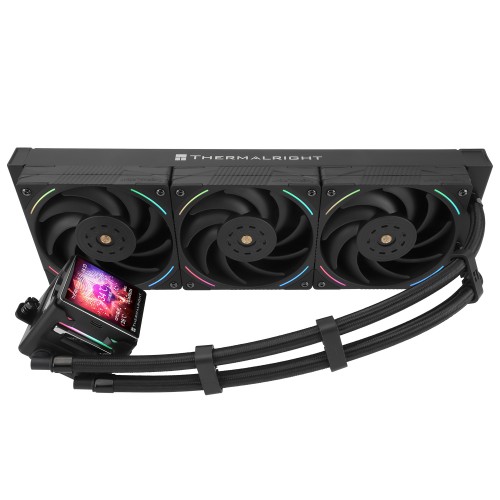 Система жидкостного охлаждения/ Water Cooling System Thermalright Elite Vision 360 (360mm, LED, Black, ARGB/ Fans: 3x120mm, 69CFM, 27dBA, 2150RPM/ Pump height 63mm, Rad thickness 27mm/ S: 1700, 1200, 1851, 115X, 2011, 2066, AM5, AM4) Thermalright