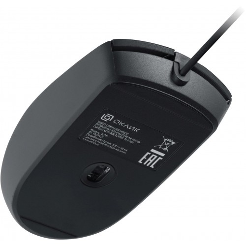 Мышь Оклик 100M черный оптическая 1600dpi USB для ноутбука 4but (1909417)