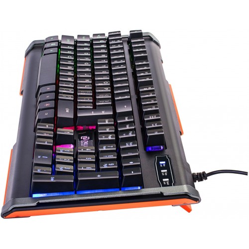 Клавиатура Оклик 717G BLACK DEATH: USB мультимедийная игровая клавиатура с LED подсветкой (черный/оранжевый, 1.5м)