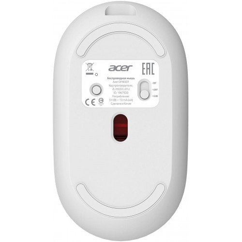Купить беспроводную оптическую мышь Acer OMR301 белого цвета с 1600dpi и 4 кнопками (BT/Radio USB)