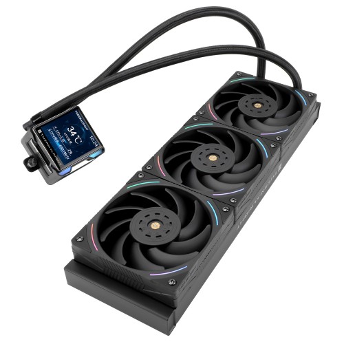 Система жидкостного охлаждения/ Water Cooling System Thermalright Elite Vision 360 (360mm, LED, Black, ARGB/ Fans: 3x120mm, 69CFM, 27dBA, 2150RPM/ Pump height 63mm, Rad thickness 27mm/ S: 1700, 1200, 1851, 115X, 2011, 2066, AM5, AM4) Thermalright