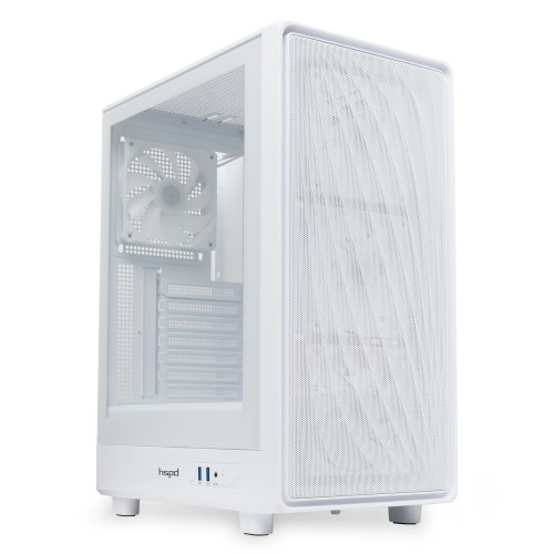 Корпус без блока питания/ Case HSPD M510, Mesh Mid Tower, White, TG, 0.5 SPCC, 4x120mm ARGB (Orbis F1) ATX, mATX, mITX 180/280/160mm 1x2.5", 1x3.5", 7xPCI 2xUSB-A 3.0 517x277x418mm HSPD