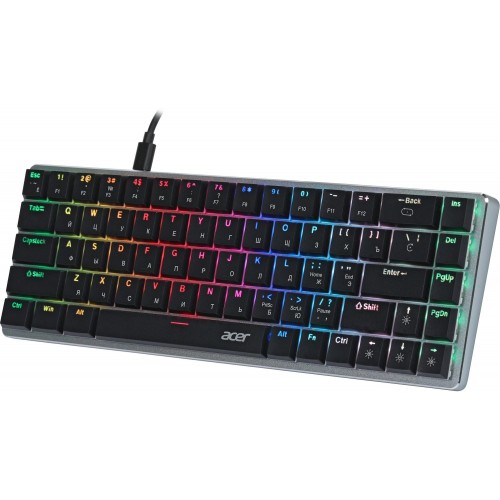 Клавиатура Acer OKW302 Механическая Серебристая USB Multimedia для Геймеров с LED Подсветкой для Ноутбуков (1.8м)