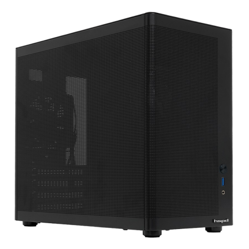 Корпус без блока питания/ Case HSPD M210, Mesh Mid Tower, Black, 0.7 SPCC, 1x90mm mATX, mITX 140/280/150mm 1x2.5", 1x3.5", 4xPCI 1xUSB-A 3.0 302x168x350mm