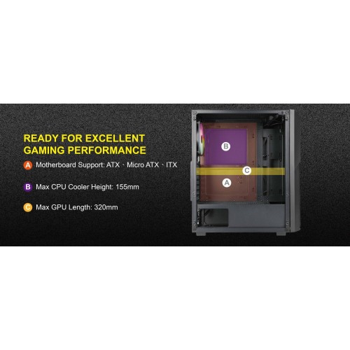 Купить корпус Azza Fighter черный ATX с охлаждением 4x120mm и 2x140mm, USB 2.0/3.0 и аудио - модель CSAZ-290 FIGHTER