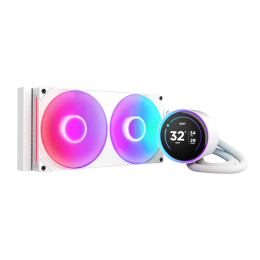 Система жидкостного охлаждения для ПК/ Water Cooling System NZXT Kraken Elite 280 RGB (250W, 280mm, LED temp., White/ Fans: 2x140mm, 98.61CFM, 34.5dBA, 2000RPM/ Pump height 65mm, 2800RPM, Rad thickness 27mm/ S: 1851, 1700, 1200, 115X, AM5, AM4)