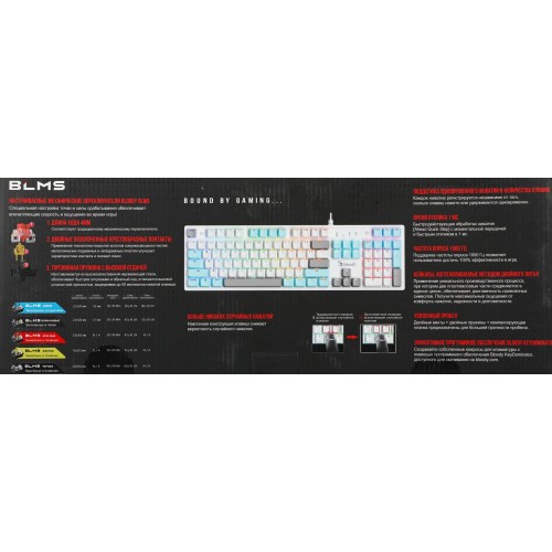 Механическая клавиатура A4Tech S510N ICY WHITE с LED подсветкой для геймеров, USB, кабель 1.8м