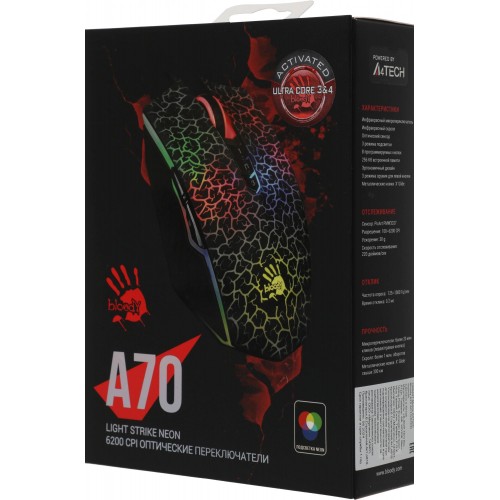 Оптическая мышь A4Tech Bloody A70A черная с 6200dpi и 7 кнопками - идеальный выбор для геймеров
