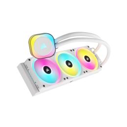 Система жидкостного охлаждения/ Water Cooling System Corsair iCUE LINK H150i RGB (360mm, White, RGB/ Fans: 3x120mm, 63.1CFM, 37dBA, 2400RPM/Rad thickness 27mm/ S: 1851, 1700, 1200, 115X, AM5, AM4)