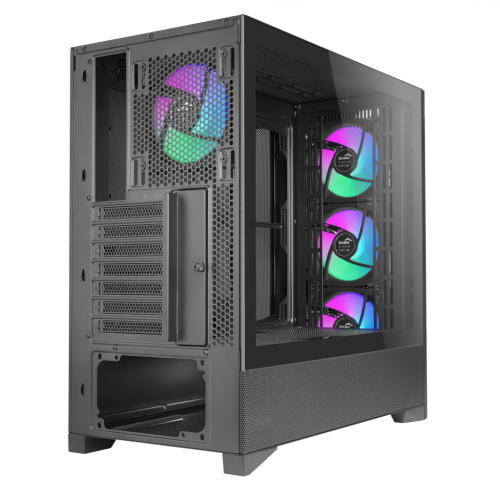 Корпус ПК без блока питания/ Case SAMA V42 Black, Midi-Tower, TG, 4x120mm ARGB, 2xUSB 3.0 + 1xUSB 3.2 Type-C, ATX, mATX, mITX Black SAMA