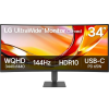 Монитор 34'' LG 34U640B-B/ LG 34U640B-B 34'' Curved 1800R, 3440x1440, VA, 178x178, 300nit, 144Hz, 5ms, 2HDMI/DP, 1USB-C, 2USB-A, LT, ExtPWR, 100x100VESA, Черный, 1y