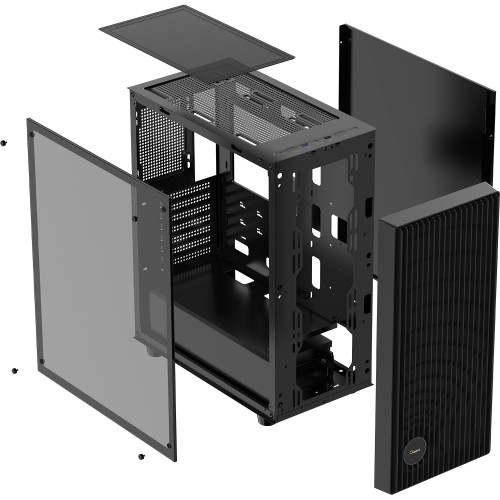 Корпус ПК Ocypus Gamma C70 BK - Midi-Tower без блока питания, поддержка ATX/mATX/mITX, USB 3.0 и 2.0, черный
