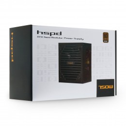 Блок питания/ Power Supply HSPD, 750W 80+ Bronze (ATX, 2.31, Semi-modular, 1x24(20+4)pin 550mm, 1xCPU*2 8(4+4)pin 600+150mm, 1xPCIe*2 8(6+2)pin 500+150mm, 2xSATA*3 400+150+150mm, 1xMOLEX4pin*3+FDD 400+150+150+150mm , Active, 120x120mm, 150x140x86mm, APFC,