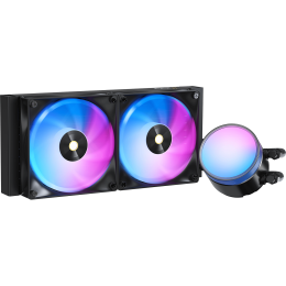 Система жидкостного охлаждения/ Water Cooling System Ocypus Delta L24 BK ARGB V2 (280W, 240mm, Black, ARGB, Fans: 2x120mm, 73CFM, 2000RPM/ Pump height 60mm, 27dBA, 2650RPM, Rad thickness 27mm/ S: 1851, 1700, 1200, 115X, AM5, AM4)